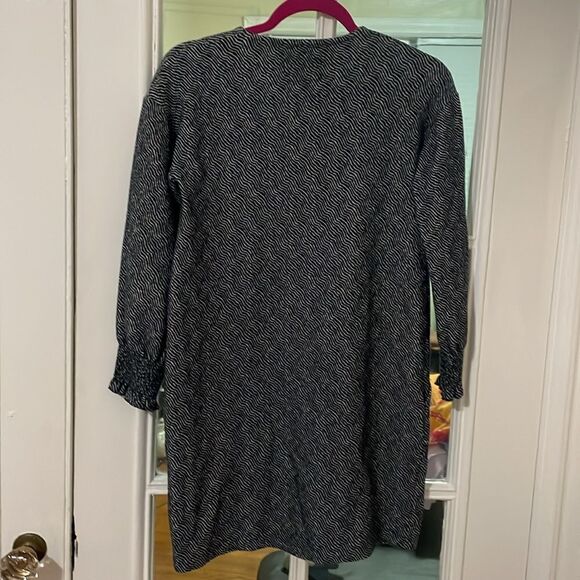 Sita Murt Sweatshirt Blue Jacquard Long Sleeve Shift crew neck Dress size small - Picture 2 of 11